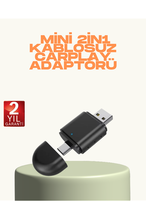 Kablosuz CarPlay ve Android Auto Adaptörü – USB-A & Type-C Girişli Akıllı Dönüştürücü