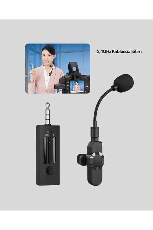 360° Kablosuz Yaka Mikrofonu – Gürültü Engelleme, 60m Menzil, Type-C Şarjlı