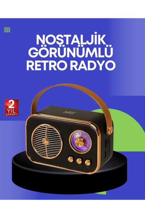 Klasik Retro Radyo – Bluetooth Destekli, FM Özellikli Şarjlı Hoparlör