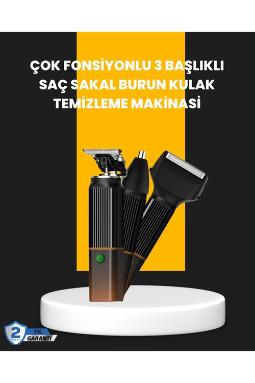 USB-C Şarjlı 3 in 1 Erkek Bakım Cihazı – Sessiz Motorlu Saç ve Sakal Kesme Makinesi