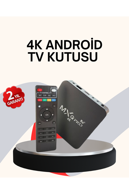 4K Android TV Box – Akıllı Medya Oynatıcı, 2GB RAM, 16GB Hafıza, Wi-Fi Destekli