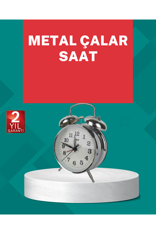 Dekoratif Gümüş Işıklı Alarmlı Masa Saati Sessiz Mekanizma