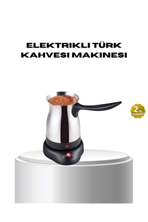 Paslanmaz Çelik Elektrikli Cezve 800W 6 Fincan Kapasiteli