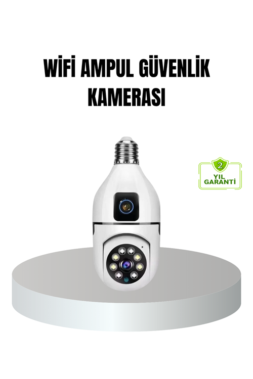 WiFi Ampul Güvenlik Kamerası 1080P Full HD Gece Görüşlü ve Hareket Algılamalı