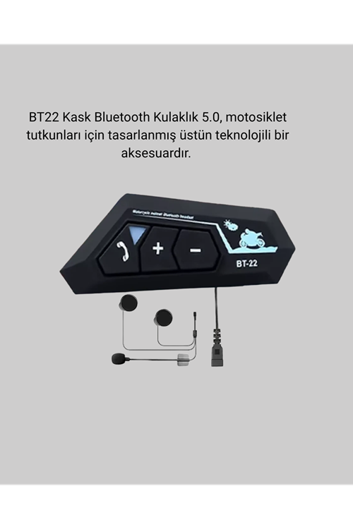 BT22 Kask Bluetooth Kulaklık 5.0 Gürültü Engelleyici ve Eller Serbest Kullanım
