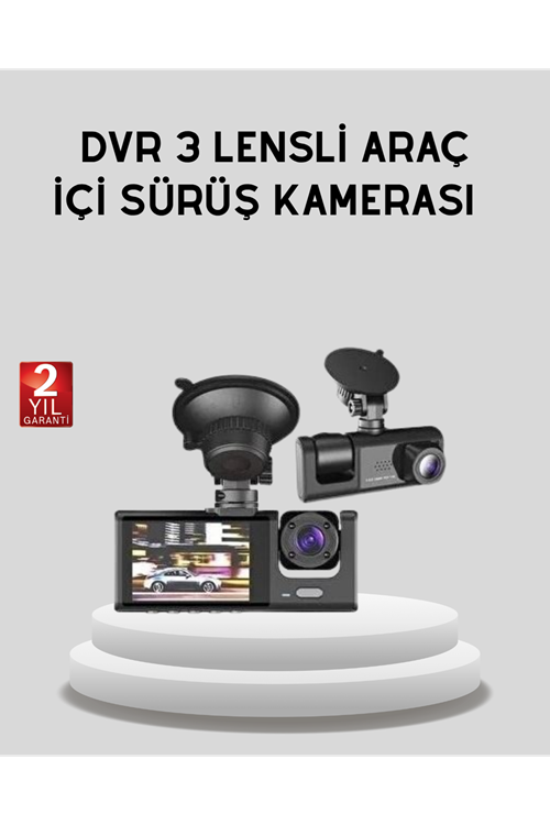 Full HD Üç Kameralı Araç Kamerası 170° Geniş Açılı ve Park Destekli