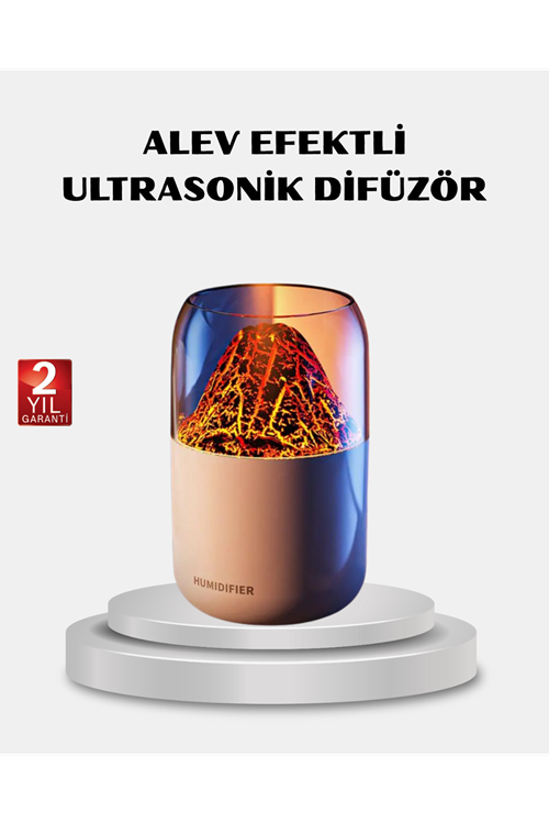 280ml Alev Işıklı Ultrasonik Hava Nemlendirici Sessiz ve USB Şarjlı