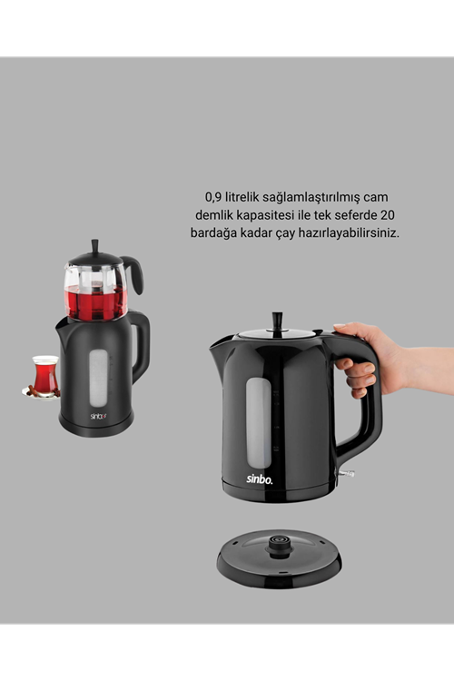 Sinbo STM 5840 Elektrikli Çay Makinesi 1800W Cam Demlik ve Sıcak Tutma Özellikli