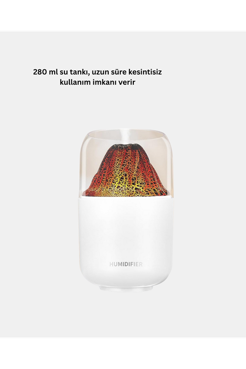 Alev Efektli Ultrasonik Uçucu Yağ Difüzörü 280ml Su Tanklı ve Sessiz Çalışma Özellikli