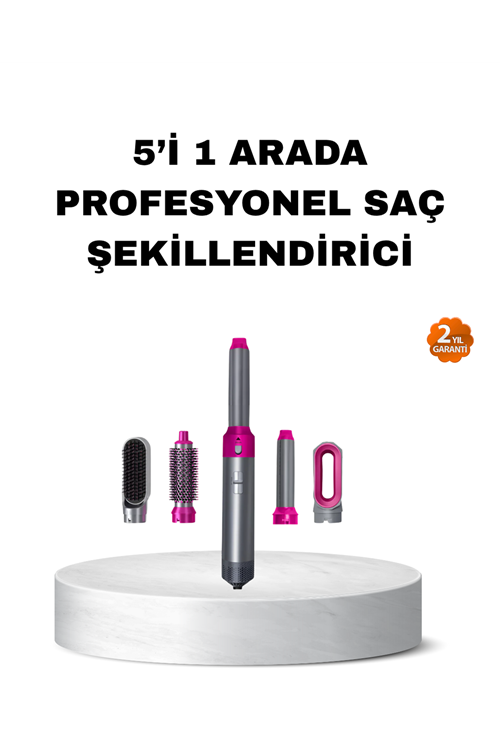 5’i 1 Arada Saç Şekillendirme Seti Negatif İyon Teknolojili ve Hızlı Kurutmalı