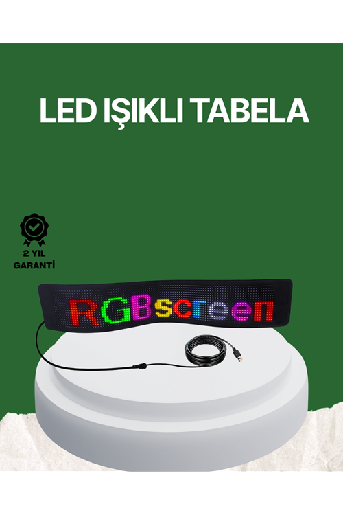 USB Girişli RGB LED Tabela Ayarlanabilir Parlaklık ve Kayan Yazı Özellikli