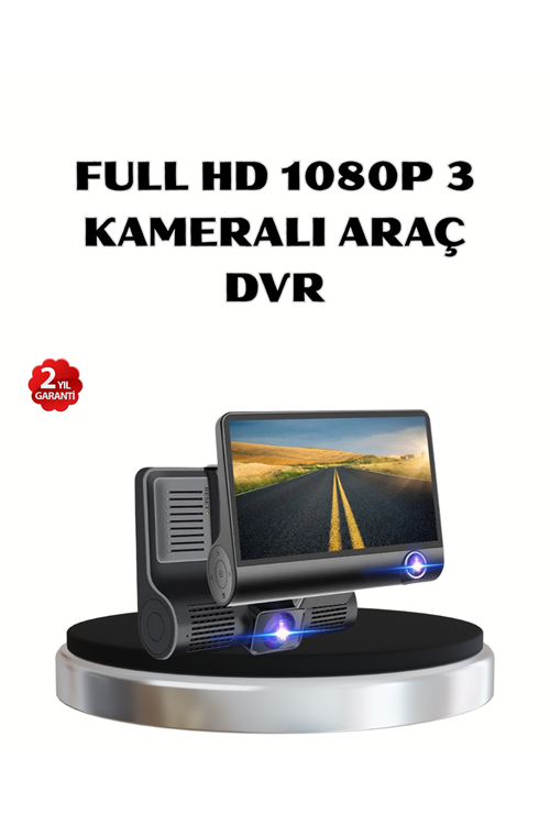 Full HD Araç Kamerası 3’lü 4.0” Ekranlı ve HDR Gece Görüşlü