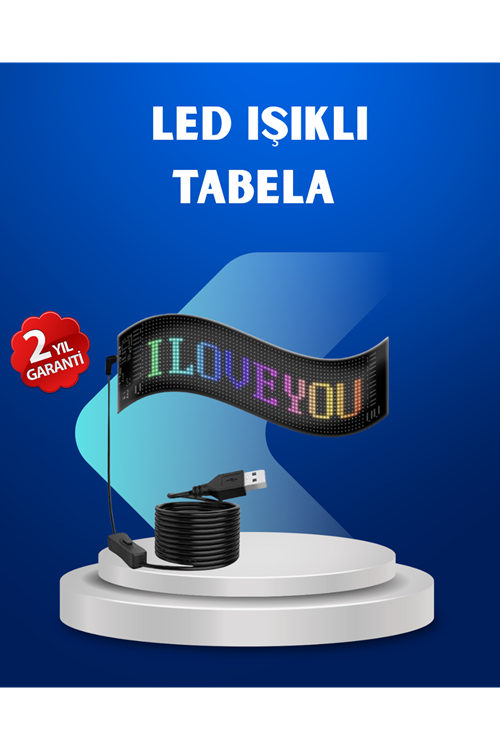 RGB Renkli LED Ekran Tabela USB Bağlantılı ve Kayan Yazı Destekli