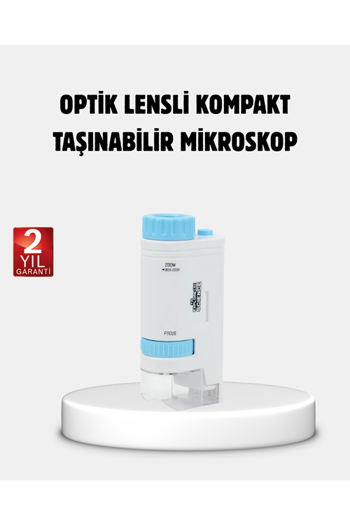 Taşınabilir Eğitim Mikroskobu 80X–200X LED Işıklı ve Darbeye Dayanıklı