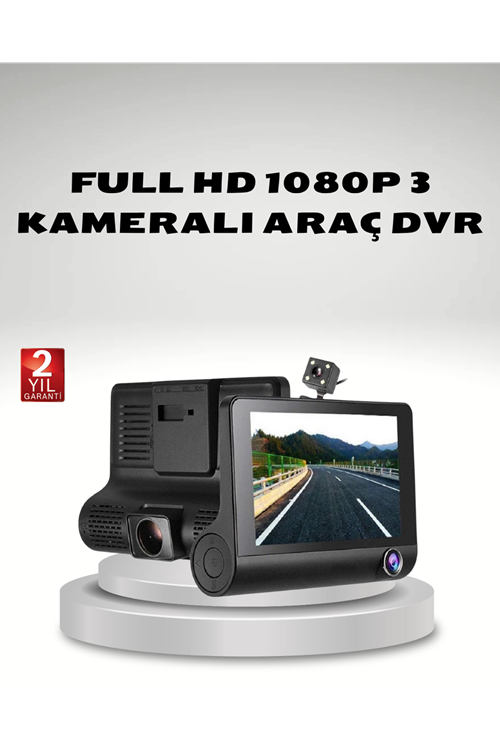 Araç Kamerası 3’lü Full HD DVR 1080P Gece Görüşlü ve G-Sensörlü
