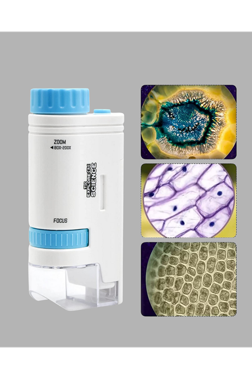 LED Işıklı Mikroskop 80X–200X Zoom Eğitici Bilim Seti ve Taşınabilir