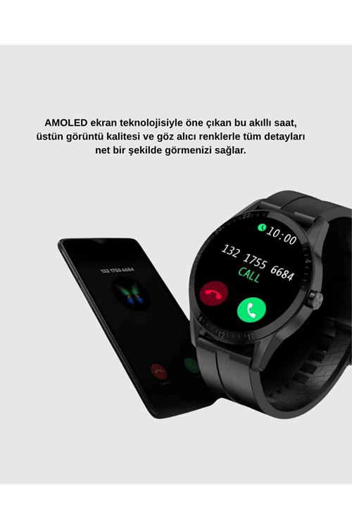 AMOLED Ekranlı Smartwatch – 3 Kordonlu, Kalp Atış & Uyku Takipli Akıllı Saat