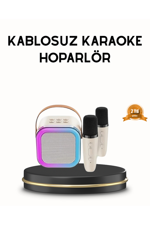 Bluetooth Karaoke Hoparlör Renkli LED Işıklı ve Type-C Şarjlı