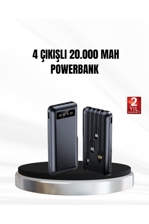 Powerbank 20000 mAh LED Fenerli ve Çoklu Güvenlik Korumasına Sahip