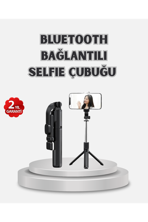 Kablosuz Bluetooth Selfie Çubuğu – 360° Dönebilir Başlık, Taşınabilir ve Şık Tasarım
