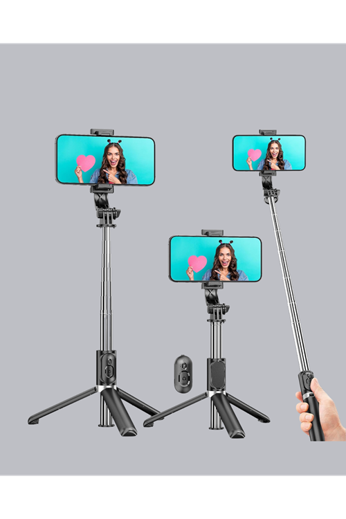 Bluetooth Selfie Çubuğu – 360° Dönebilen Başlık, Kablosuz Bağlantı