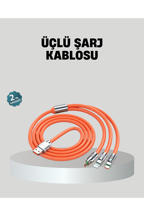 ÜÇLÜ Şarj Kablosu – Yüksek Hızlı, Dayanıklı ve Uzun Ömürlü