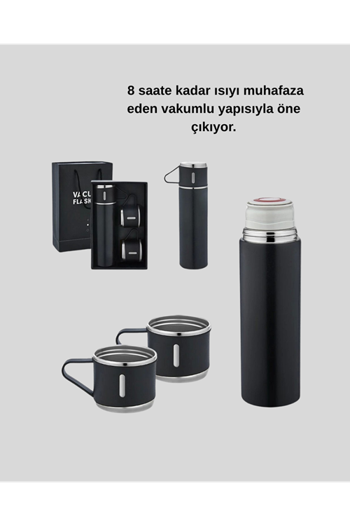 500 ml Paslanmaz Çelik Termos Seti – Sızdırmaz, Vakumlu, Isı Koruma Özellikli, Taşınabilir Termos