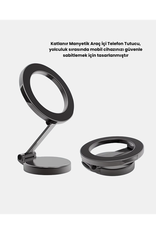 360° Dönebilen Katlanır Manyetik Araç Telefon Tutucu – MagSafe Uyumlu, Kompakt ve Şık Tasarım