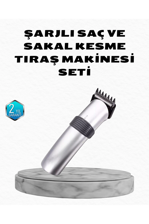 Profesyonel Şarjlı Saç ve Sakal Kesme Makinesi – Paslanmaz Çelik Bıçaklı, Ergonomik ve Sessiz Motorlu