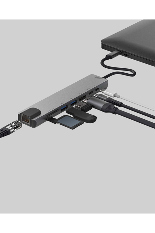 Alüminyum Kasalı MacBook USB-C Hub – 4K HDMI, USB 3.0, SD/TF Kart Girişi, PD Şarj Desteği
