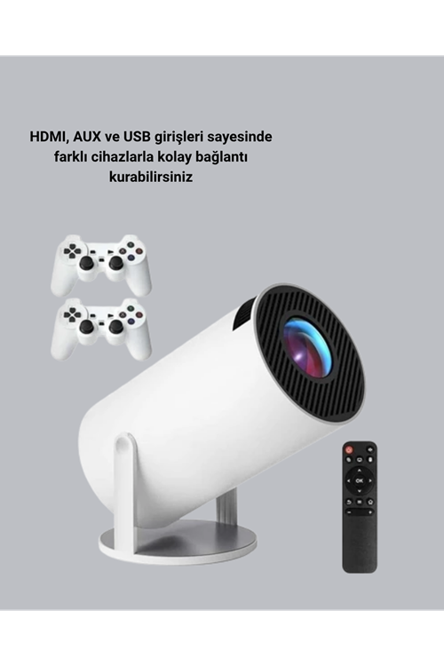 4K Wi-Fi 6 Projeksiyon Cihazı – 10.000+ Oyun Desteği, Kablosuz Bağlantı ve Çoklu Giriş Portları