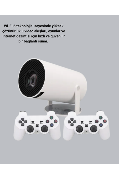 4K Wi-Fi 6 Projeksiyon Cihazı – 10.000+ Oyun Desteği, Kablosuz Bağlantı ve Çoklu Giriş Portları
