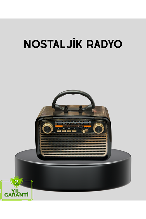 LED’li Nostaljik Bluetooth Hoparlör – Vintage Tasarım, Ahşap Doku