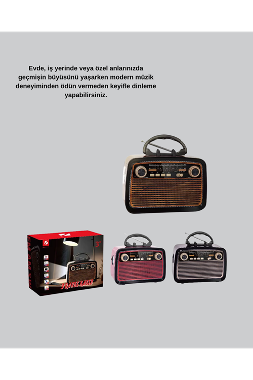 LED’li Nostaljik Bluetooth Hoparlör – Vintage Tasarım, Ahşap Doku