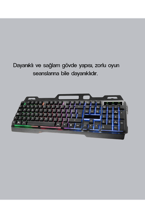 RGB Işıklı Oyuncu Klavye Mouse Seti – Türkçe Q, Ayarlanabilir DPI, Ergonomik ve Dayanıklı Tasarım
