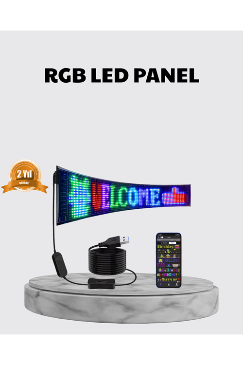 RGB LED Panel – Çok Renkli, Kumandalı, USB Bağlantılı Yazı ve GIF Gösterimli Akıllı Lamba