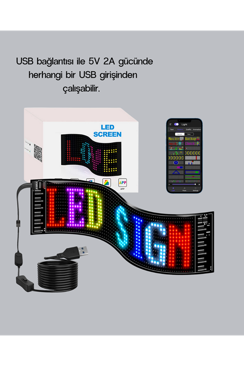 RGB LED Panel – Çok Renkli, Kumandalı, USB Bağlantılı Yazı ve GIF Gösterimli Akıllı Lamba