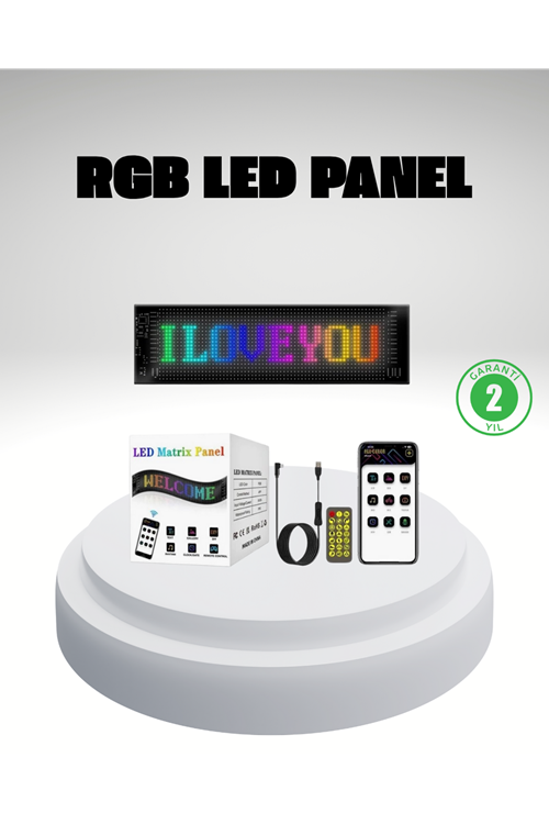 RGB LED Panel – Mobil Uyumlu, Yazı ve GIF Destekli, USB Bağlantılı Dekoratif Ekran