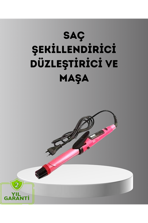 2’si 1 Arada Saç Düzleştirici ve Maşa – 5 Isı Seviyesi, Seramik Kaplama, Döner Kablolu Ergonomik Tasarım