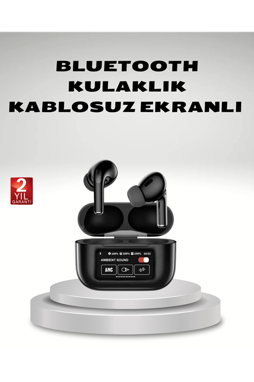 Aktif Gürültü Engelleme (ANC) Kablosuz Bluetooth Kulaklık – Dijital Ekranlı, Dokunmatik ve Uzun Pil Ömürlü