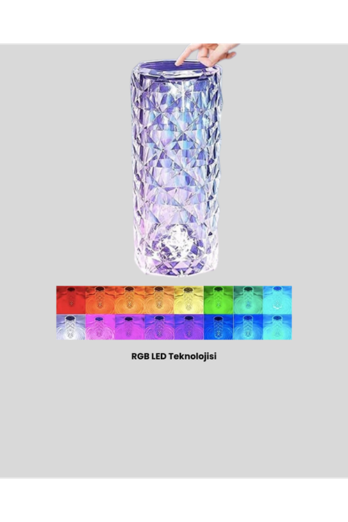 Kristal RGB LED Masa Lambası – Renkli Kumandalı Işık, Dekoratif ve Enerji Tasarruflu