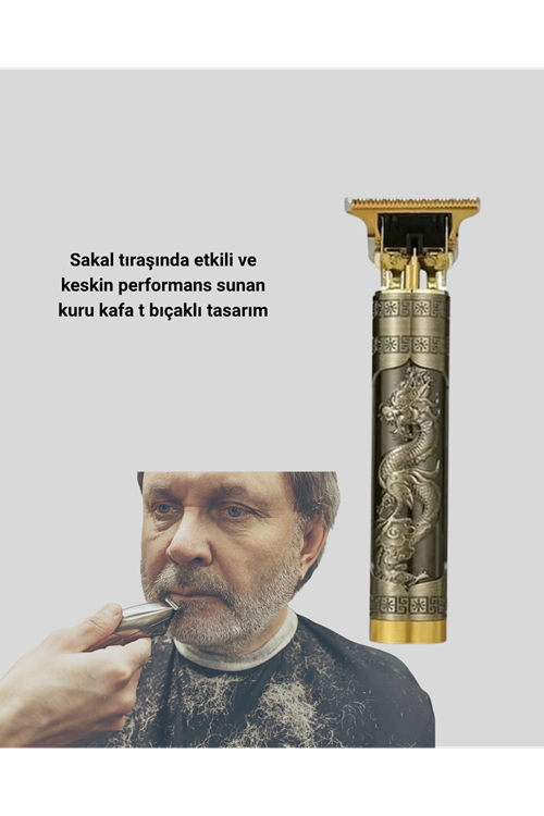 Profesyonel Çizik Tıraş Makinesi – T Çelik Bıçaklı, 120 Dakika Şarjlı Kullanım, 3 Başlıklı