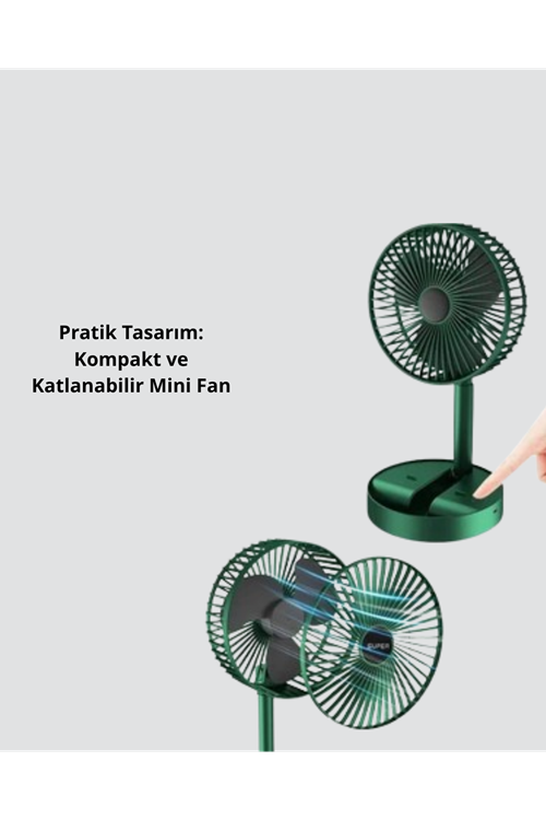 Katlanabilir Mini Fan – 3 Kademeli Soğutma, Şarjlı