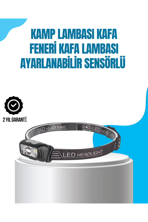 Kamp Lambası Kafa Feneri Kafa Lambası Ayarlanabilir Sensörlü Şarjlı
