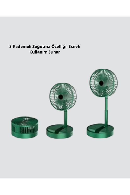 Katlanabilir Mini Fan – 3 Kademeli Soğutma, Şarjlı