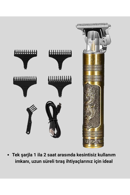 T Bıçaklı Profesyonel Çizik Tıraş Makinesi Seti – 120 Dakika Kullanım, Şarjlı & Kablolu