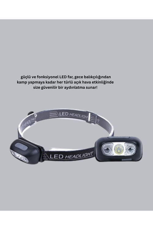 Şarjlı LED Kafa Feneri | 4 Modlu Akıllı Sensörlü Far | Su Geçirmez IPX5 Kamp ve Balıkçı Lambası
