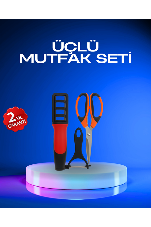 Profesyonel Mutfak Makas Seti –  Kesim Makası + Soyacak + Bileyici