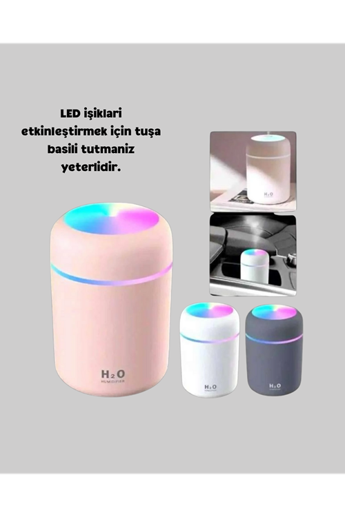 LED Işıklı USB Nemlendirici – Sürekli ve Aralıklı Püskürtme Modu
