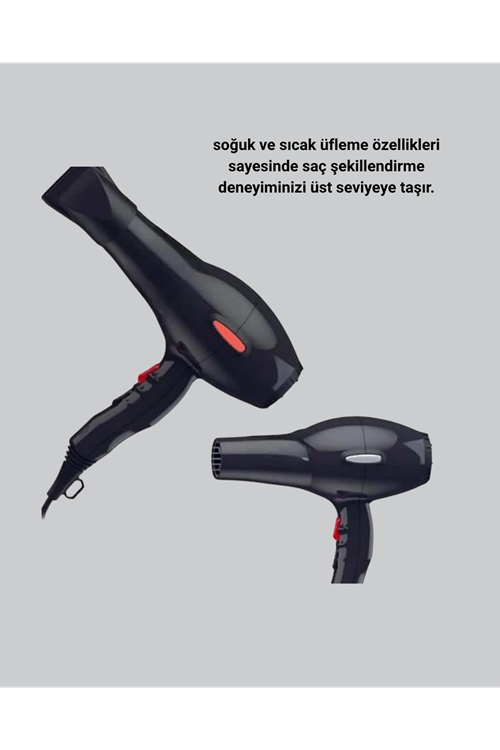 Profesyonel Saç Kurutma Makinesi – AC Motor, Soğuk Üfleme, 2 Hız Kademesi